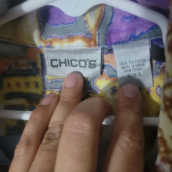 Chico's Colorful Jacket Women's Size 2 Travel Lover Vacation Wear Fun Colorful - Picture 7 of 15